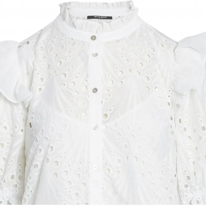 Bruuns Bazaar Shirts Womens Peacock Carola Shirt White Bruuns Bazaar Shirts Womens Peacock Carola Shirt White