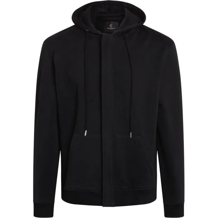 Bruuns Bazaar Sweatshirts Mens Paul Aaron Hidden Zip Hoodie Sweat Black