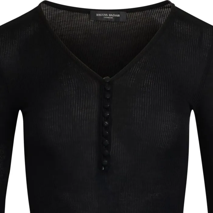 Bruuns Bazaar TShirt Womens Katka Rib Jubi Blouse Black Bruuns Bazaar TShirt Womens Katka Rib Jubi Blouse Black