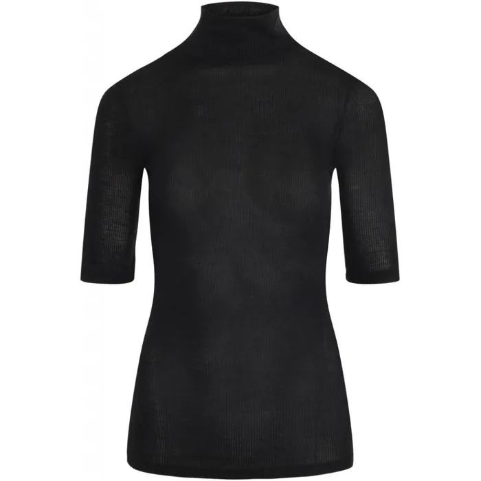 Bruuns Bazaar TShirt Womens Katka Rib Marian Roll Neck Black