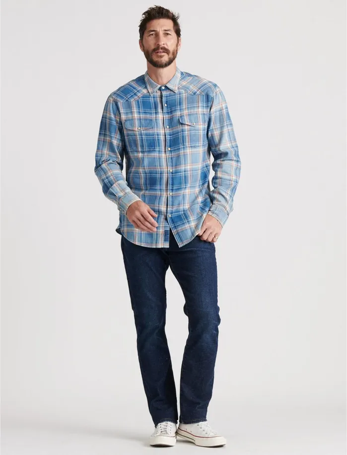 ButtonDowns Men Lucky Brand Grom Indigo Western Shirt Loodplain