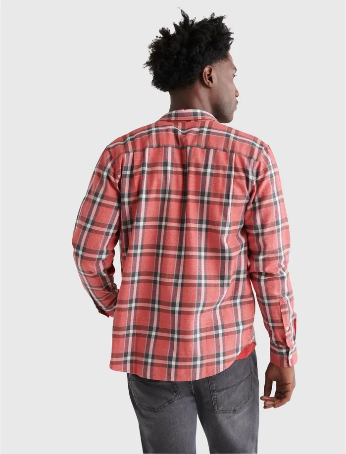 ButtonDowns Men Lucky Brand Long Sleeve Humboldt Workwear Red Plaid