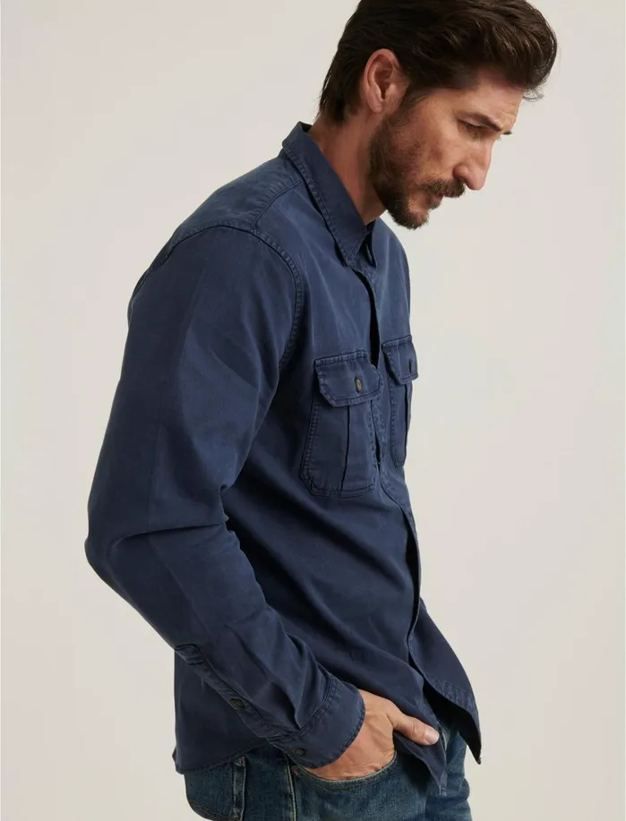 ButtonDowns Men Lucky Brand Montana Miter Workwear Long Sleeve Shirt Navy