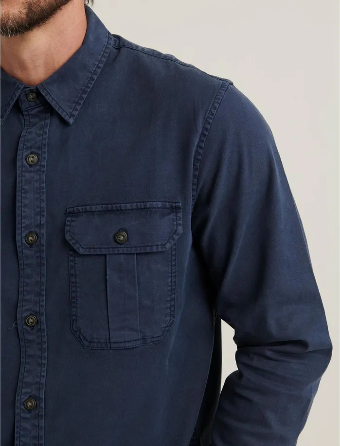 ButtonDowns Men Lucky Brand Montana Miter Workwear Long Sleeve Shirt Navy