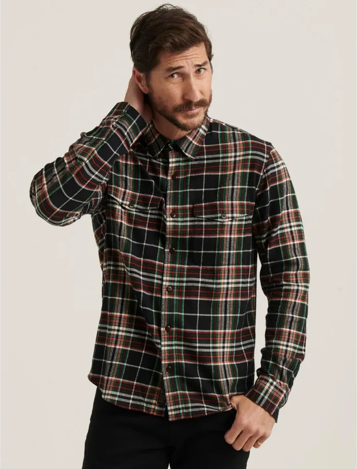 ButtonDowns Men Lucky Brand Redwood Workwear Shirt Black Plaid