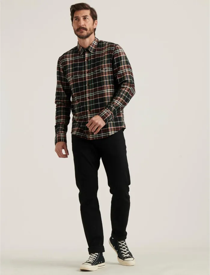 ButtonDowns Men Lucky Brand Redwood Workwear Shirt Black Plaid