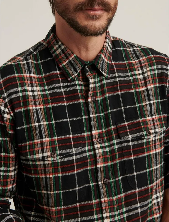 ButtonDowns Men Lucky Brand Redwood Workwear Shirt Black Plaid