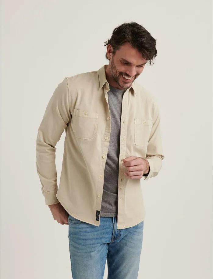 ButtonDowns Men Lucky Brand Tencel Mason Workwear Long Sleeve Shirt Moonstruck