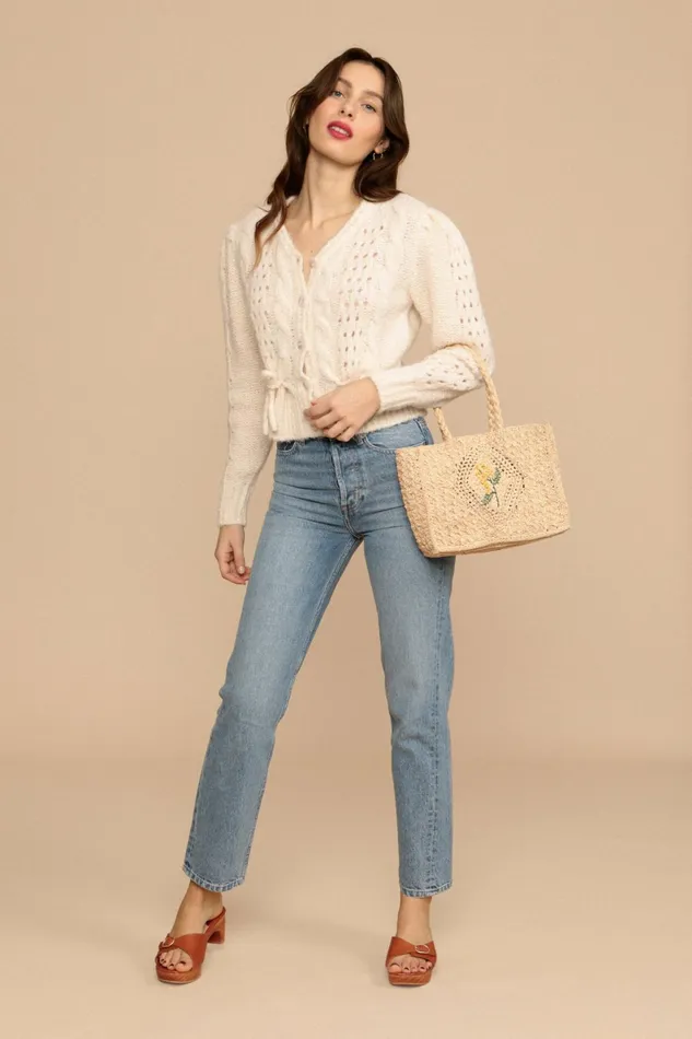 Cardigan ARIA Ecru Women Rouje Knits