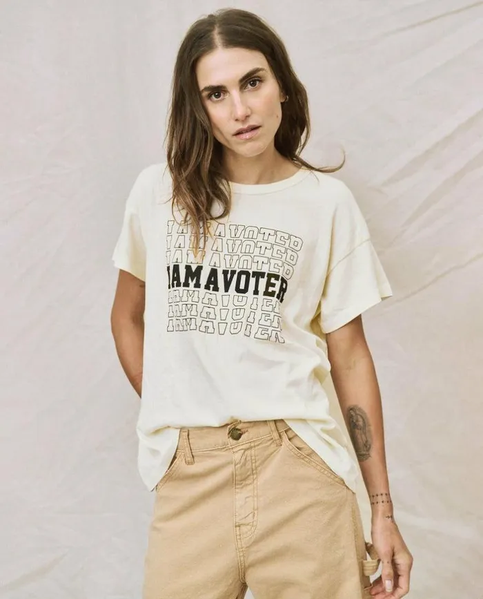 CollectionTees and Sweats The Great Limited Edition The I Am A Voter Boxy Crew Washed White