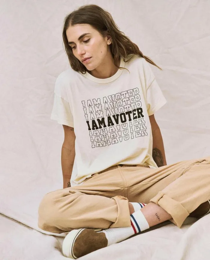 CollectionTees and Sweats The Great Limited Edition The I Am A Voter Boxy Crew Washed White