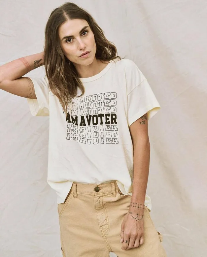 CollectionTees and Sweats The Great Limited Edition The I Am A Voter Boxy Crew Washed White