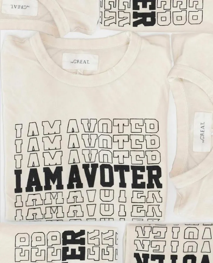 CollectionTees and Sweats The Great Limited Edition The I Am A Voter Boxy Crew Washed White