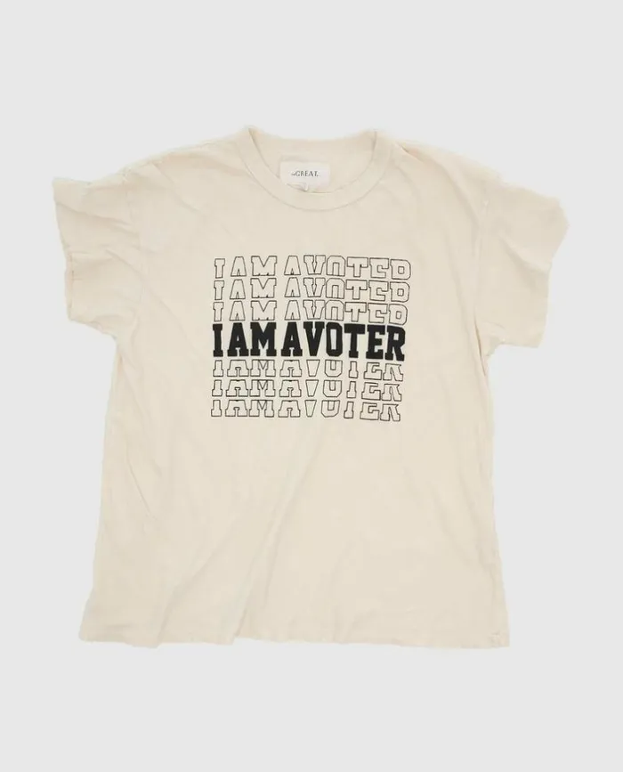 CollectionTees and Sweats The Great Limited Edition The I Am A Voter Boxy Crew Washed White