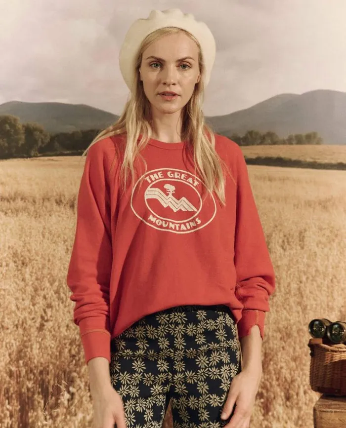 CollectionTees and Sweats The Great The College Sweatshirt Heirloom Tomato With Mountain Resort Graphic