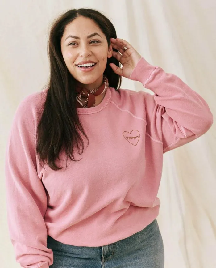 CollectionTees and Sweats The Great The Mom Embroidered College Sweatshirt Sugared Berry With Spice CollectionTees and Sweats The Great The Mom Embroidered College Sweatshirt Sugared Berry With Spice