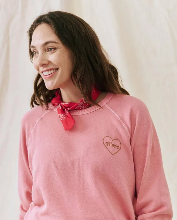 CollectionTees and Sweats The Great The Mom Embroidered College Sweatshirt Sugared Berry With Spice