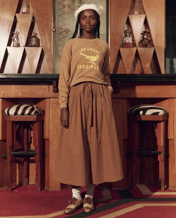 CollectionTees and Sweats The Great The Shrunken Sweatshirt Washed Suntan With Perched Cardinal Graphic