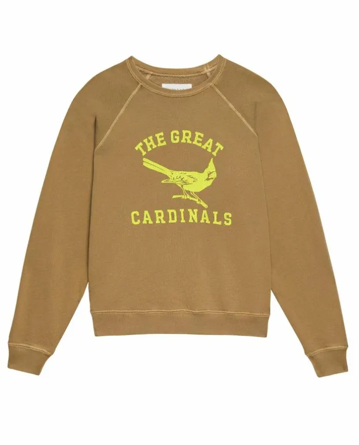 CollectionTees and Sweats The Great The Shrunken Sweatshirt Washed Suntan With Perched Cardinal Graphic