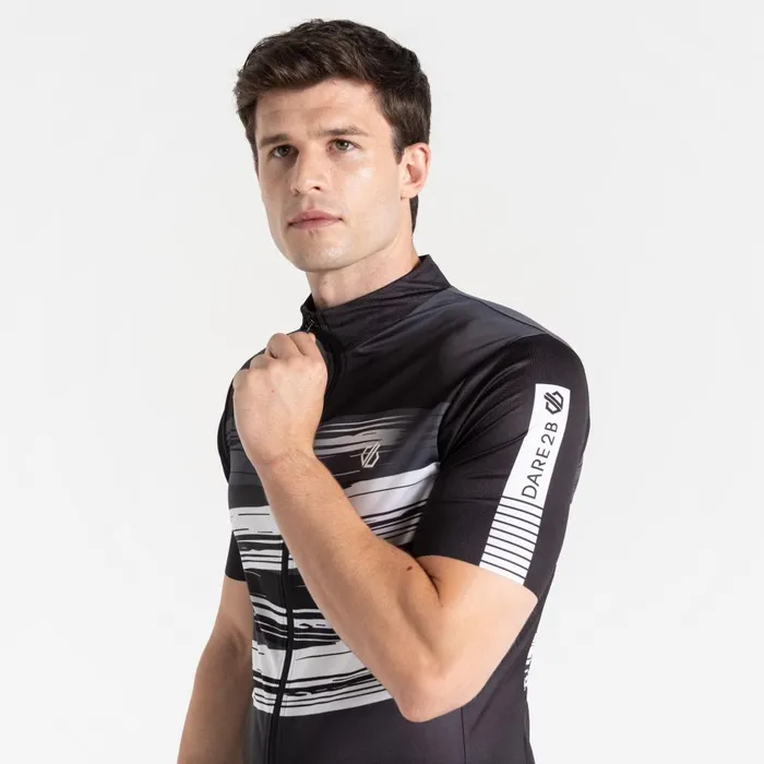 Dare 2b Cycling Jerseys AEP Pedal Short Sleeve Jersey Black Tread Print 8211 Men