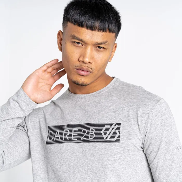 Dare 2b Graphic TShirts Upgrade II Long Sleeve TShirt Ash Grey 8211 Men