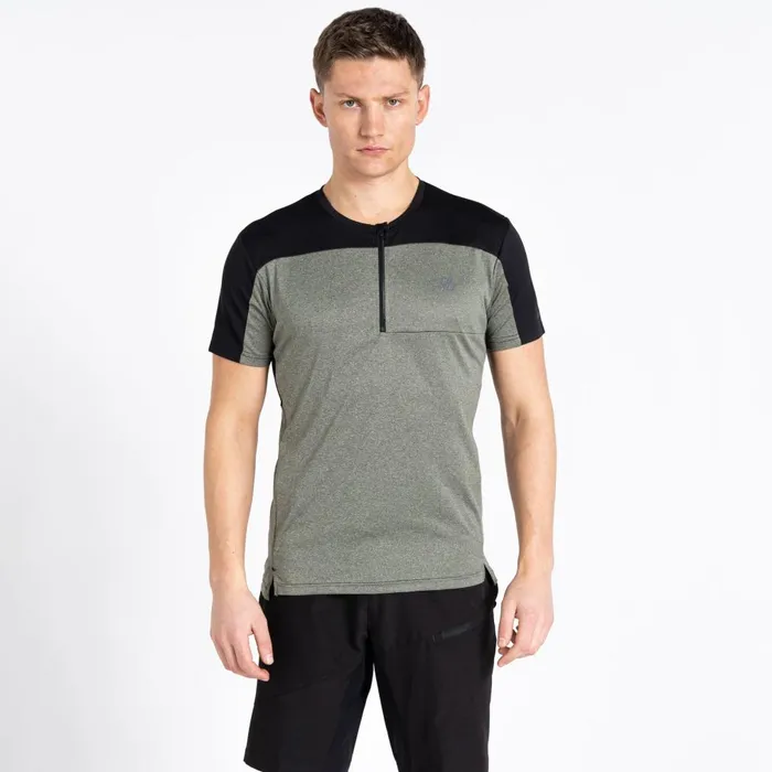 Dare 2b Gym Tops Aces III Recycled Zip Up Jersey Agave Green Marl Black 8211 Men