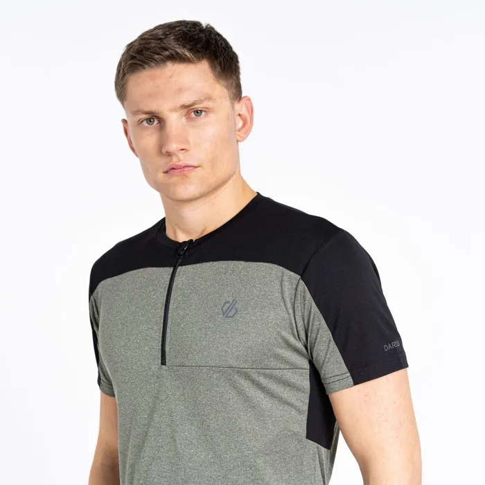 Dare 2b Gym Tops Aces III Recycled Zip Up Jersey Agave Green Marl Black 8211 Men
