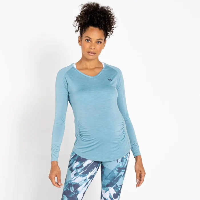 Dare 2b Gym Tops Maternity Discern Long Sleeve TShirt Cameo Green 8211 Women