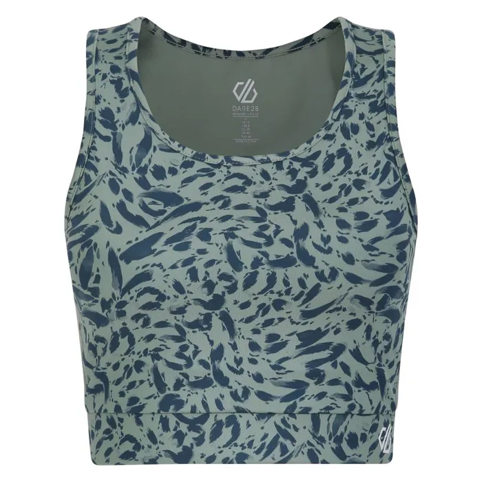 Dare 2b Gym Tops Move High Neck Sports Bra Lilypad Green Animal Print 8211 Women