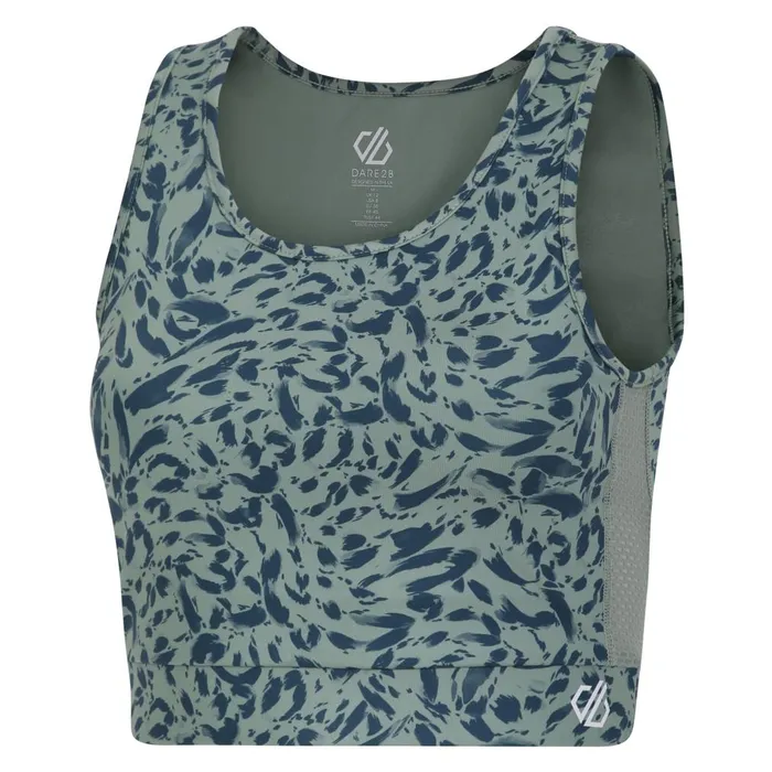 Dare 2b Gym Tops Move High Neck Sports Bra Lilypad Green Animal Print 8211 Women