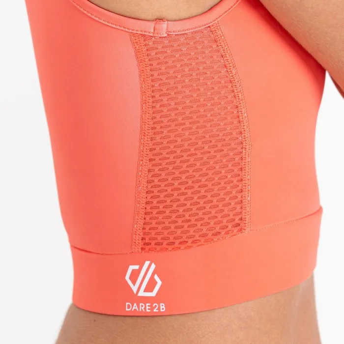 Dare 2b Gym Tops Move High Neck Sports Bra Neon Peach 8211 Women