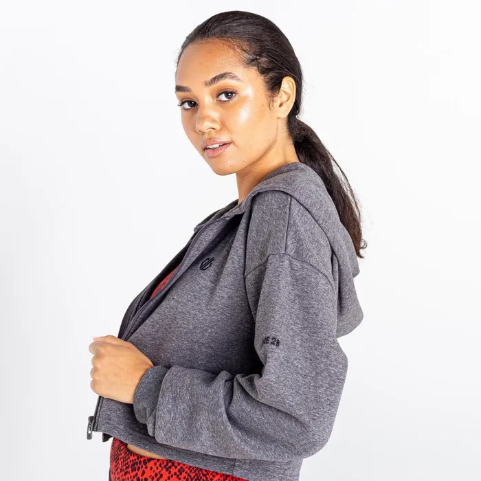Dare 2b Hoodies and Sweatshirts Lounge About Cropped Hoodie Charcoal Grey Marl 8211 Women