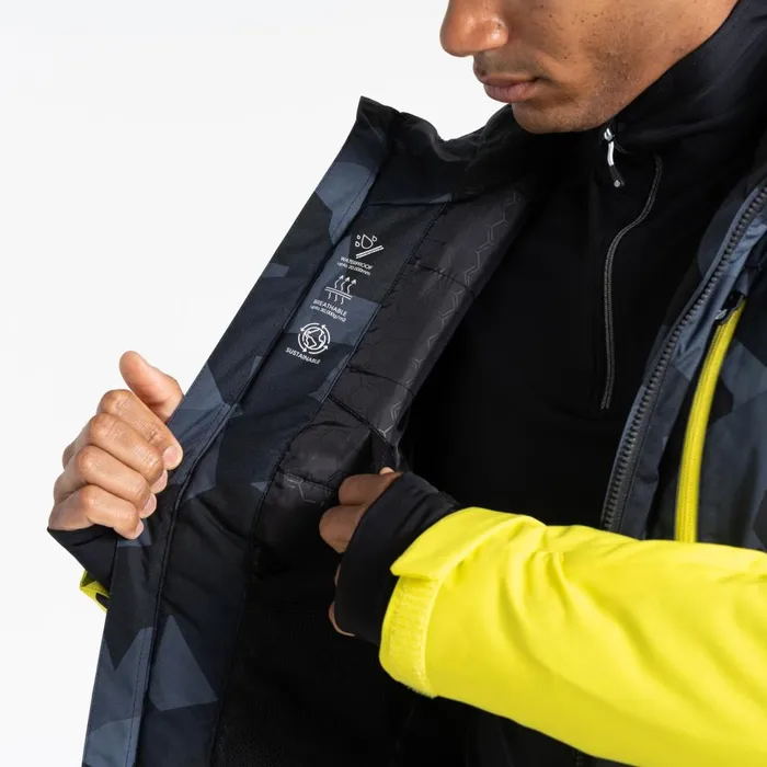 Dare 2b Ski Jackets Baseplate Ski Jacket Yellow Black Geo 8211 Men