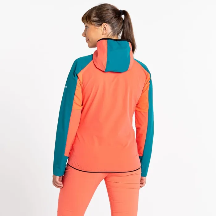 Dare 2b Softshell Jackets Avidly Hooded Softshell Jacket Fortune Green Neon Peach 8211 Women