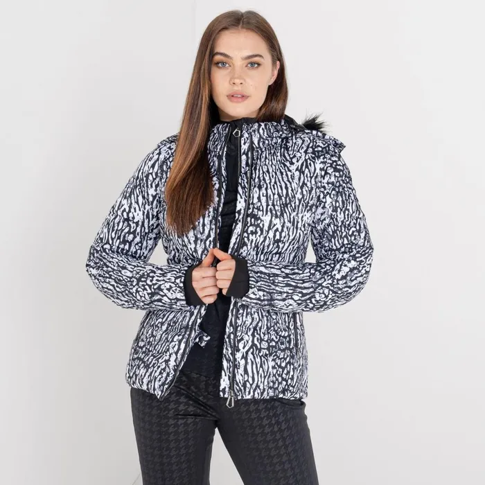 Dare 2b Waterproof Jackets Glamorize II Waterproof Ski Jacket Black White Wild Thing Print 8211 Women Dare 2b Waterproof Jackets Glamorize II Waterproof Ski Jacket Black White Wild Thing Print 8211 Women