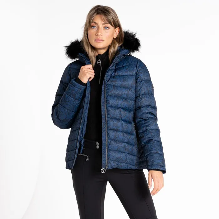 Dare 2b Waterproof Jackets Glamorize III Padded Ski Jacket Denim Leopard Fusion Print 8211 Women