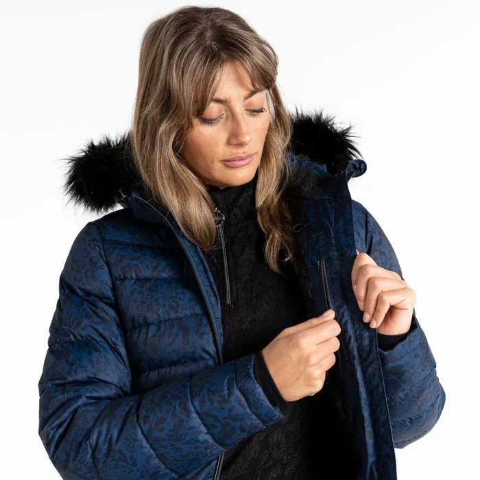 Dare 2b Waterproof Jackets Glamorize III Padded Ski Jacket Denim Leopard Fusion Print 8211 Women