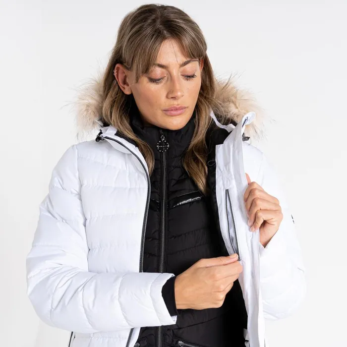 Dare 2b Waterproof Jackets Glamorize III Padded Ski Jacket White 8211 Women