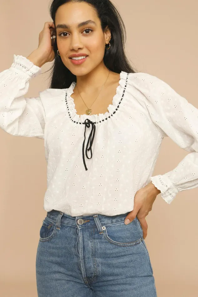 DAVIA Top White Women Rouje Blouses and Tops