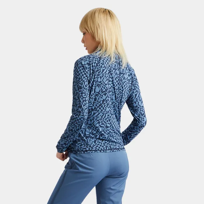 Distorted Check Silky Tech Nylon Ruched Quarter Zip Pullover Twilight Women GFORE Mid Layers