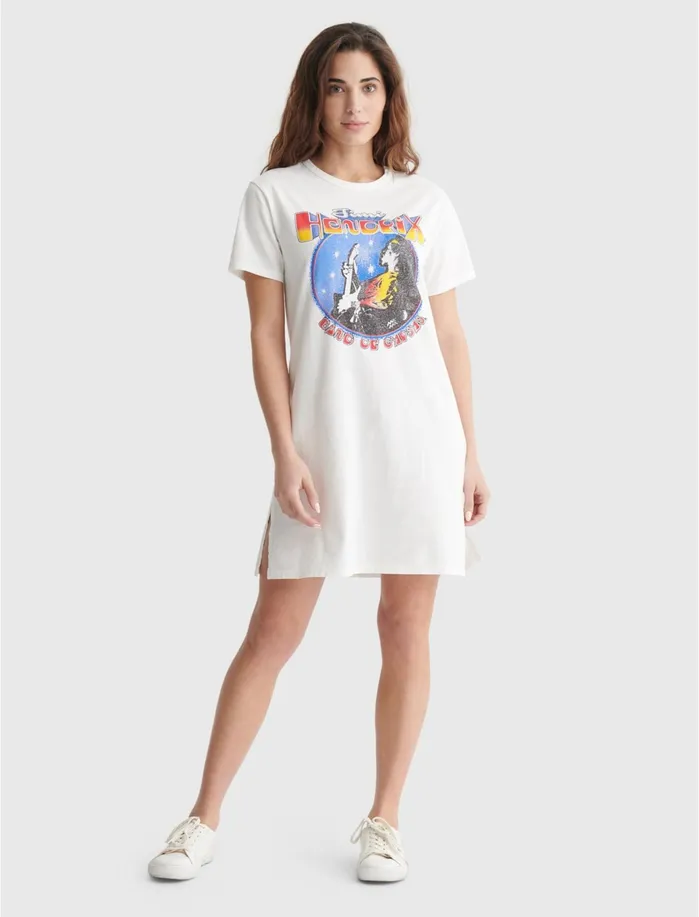 Dresses Women Lucky Brand Hendrix Graphic Tee Dress Marshmallow