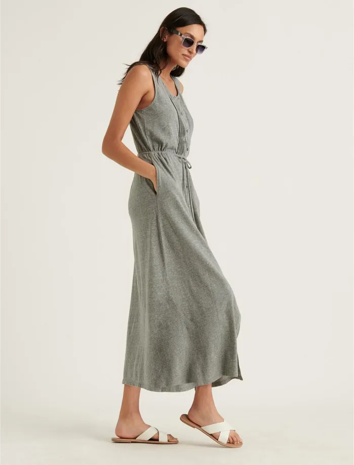 Dresses Women Lucky Brand Knit Pintuck Midi Dress Medium Heather Gray