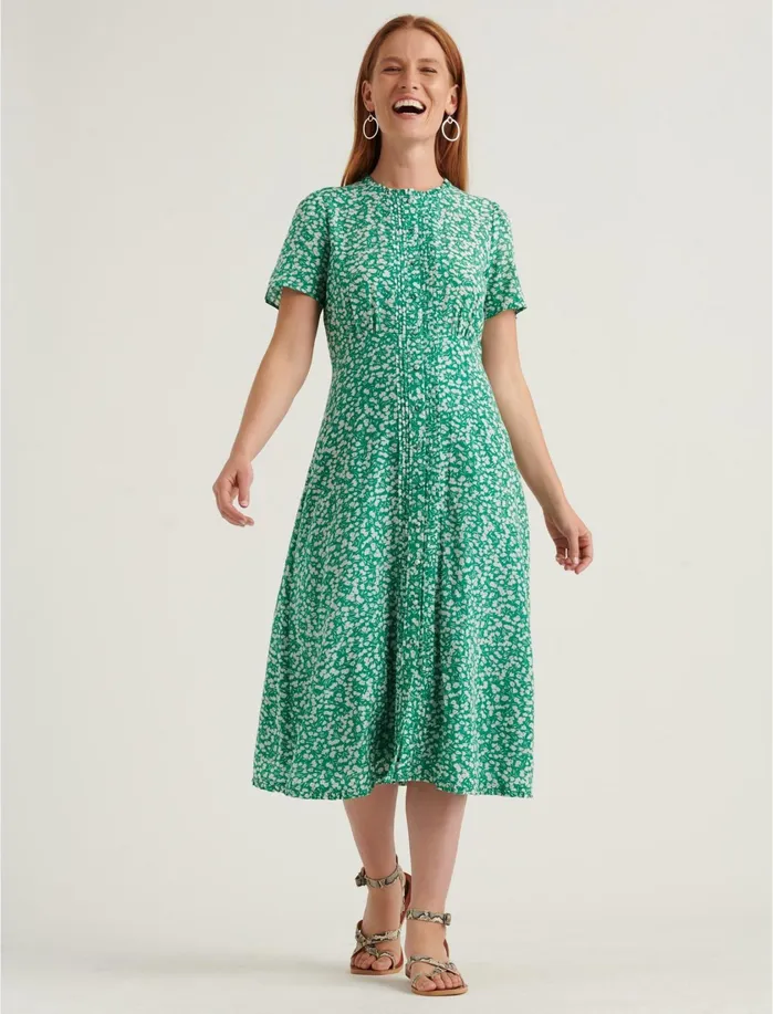 Dresses Women Lucky Brand Penelope Midi Dress Green Multi