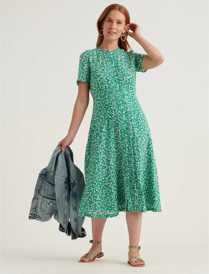 Dresses Women Lucky Brand Penelope Midi Dress Green Multi