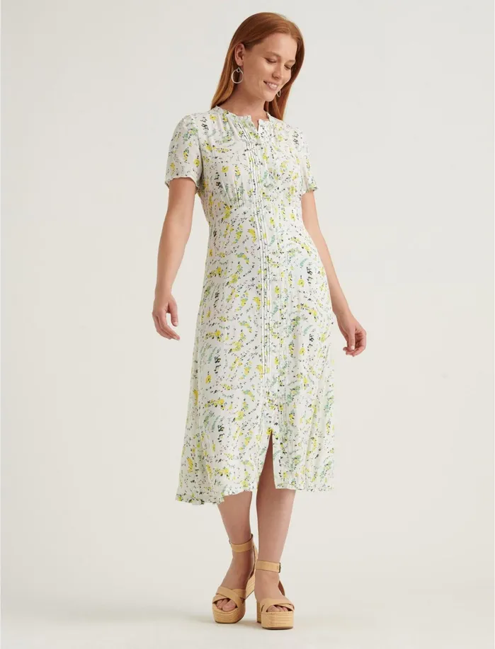 Dresses Women Lucky Brand Penelope Midi Dress White Multi