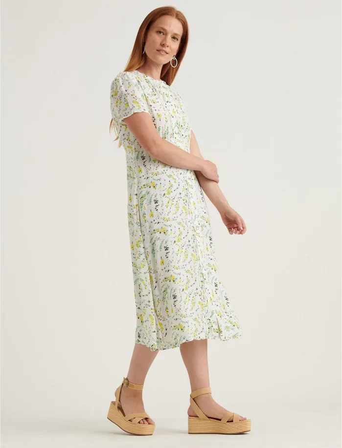 Dresses Women Lucky Brand Penelope Midi Dress White Multi