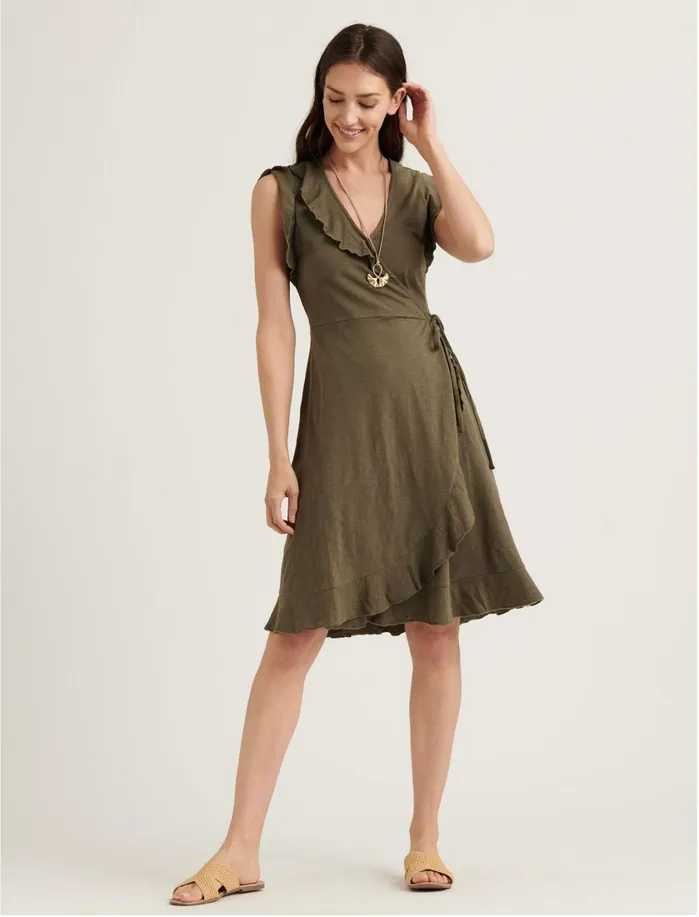 Dresses Women Lucky Brand Spring Fling Wrap Knit Dress Grape Leaf