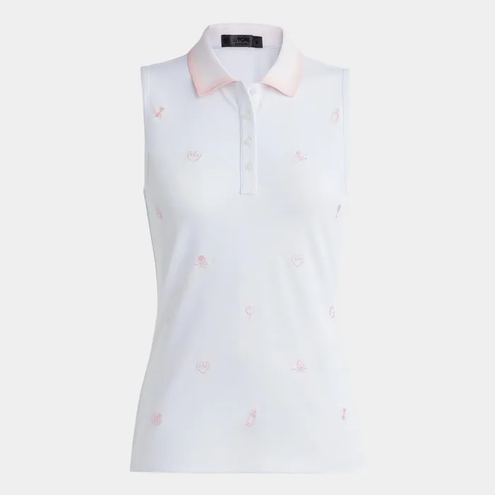 Embroidered Tech Piqu Sleeveless Polo Snow Women GFORE Tops