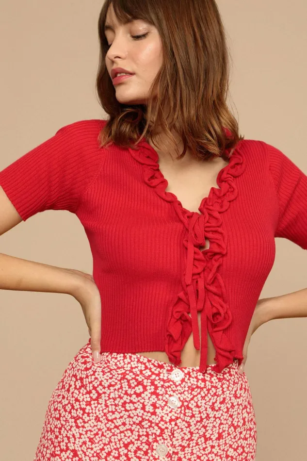 EUGENIA Cardigan Rouge Uni Women Rouje Knits