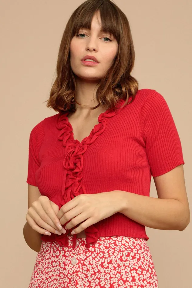 EUGENIA Cardigan Rouge Uni Women Rouje Knits